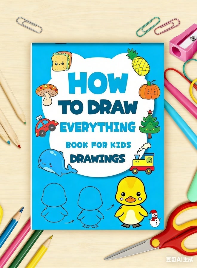 ميتو كتاب تعلم الرسم للأطفال خطوة بخطوة – أكثر من 300 رسمة | تعلم رسم الحيوانات والطعام والأشياء | كتاب أنشطة فنية سهل للمبتدئين من عمر 4 إلى 10 سنوات - Image 1